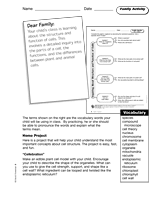 Structure and Function of Cells: Family Activity