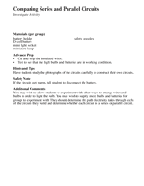 Investigate Activity: Comparing Series and Parallel Circuits