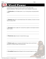 Meet the Mammals Word Power