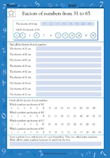 Factors of Numbers From 31 to 65 (Grade 4)
